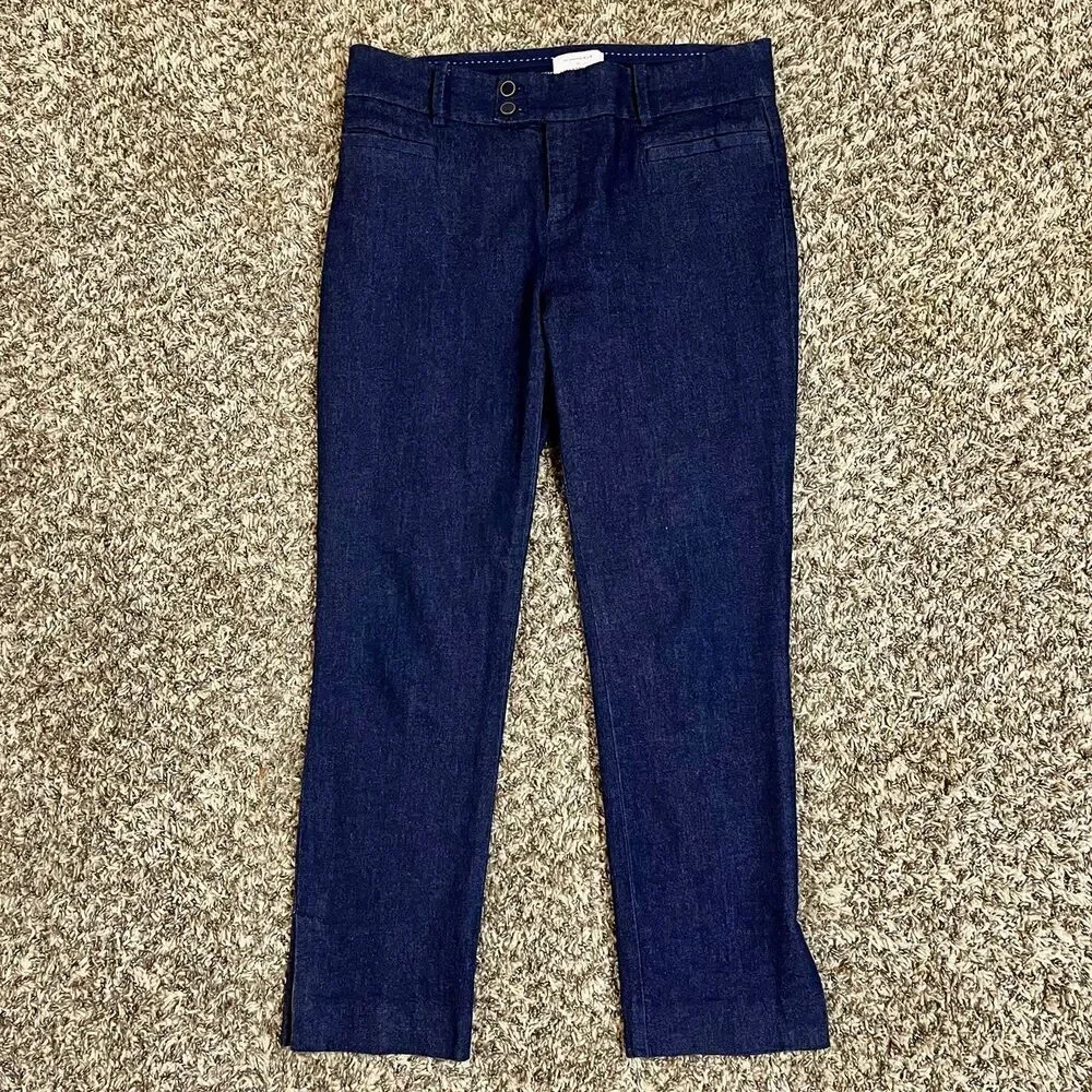 Anthropologie The Essential Slim Denim Trousers Dark Navy size 6